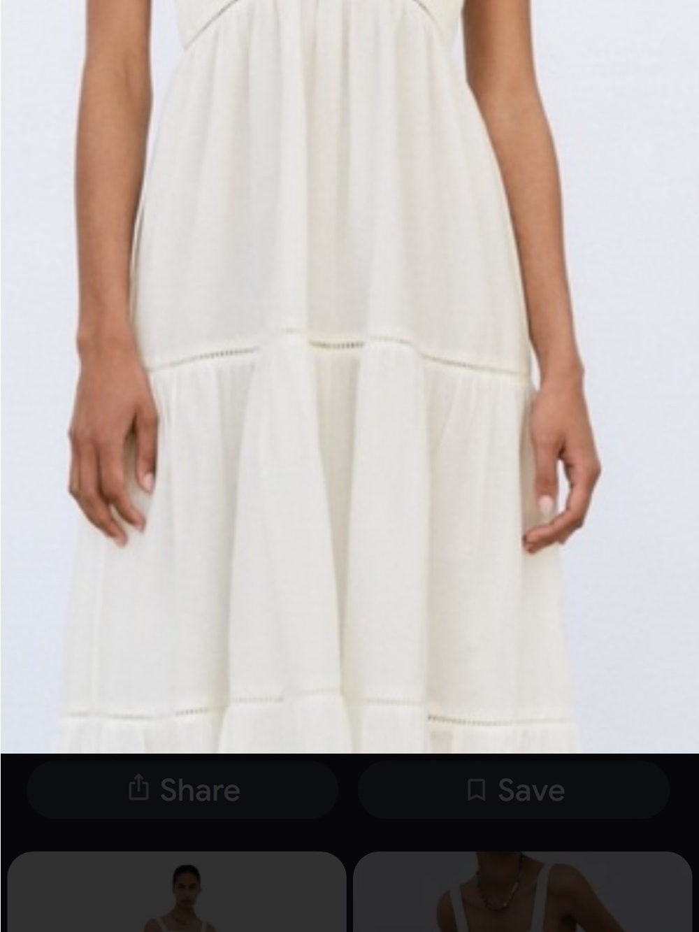 ZARA WHITE PINTUCK COTTON TIERED LIGHTWEIGHT SHOULDER STRAP RUFFLED BOTTOM SZ S - Picture 4 of 9